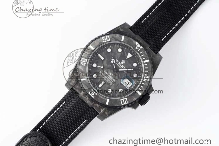 MiroTime 0210 AllSeason Submariner DIW Carbon VSF 1:1 Best Edition Black White Dial on Black Nylon Strap VS 2165